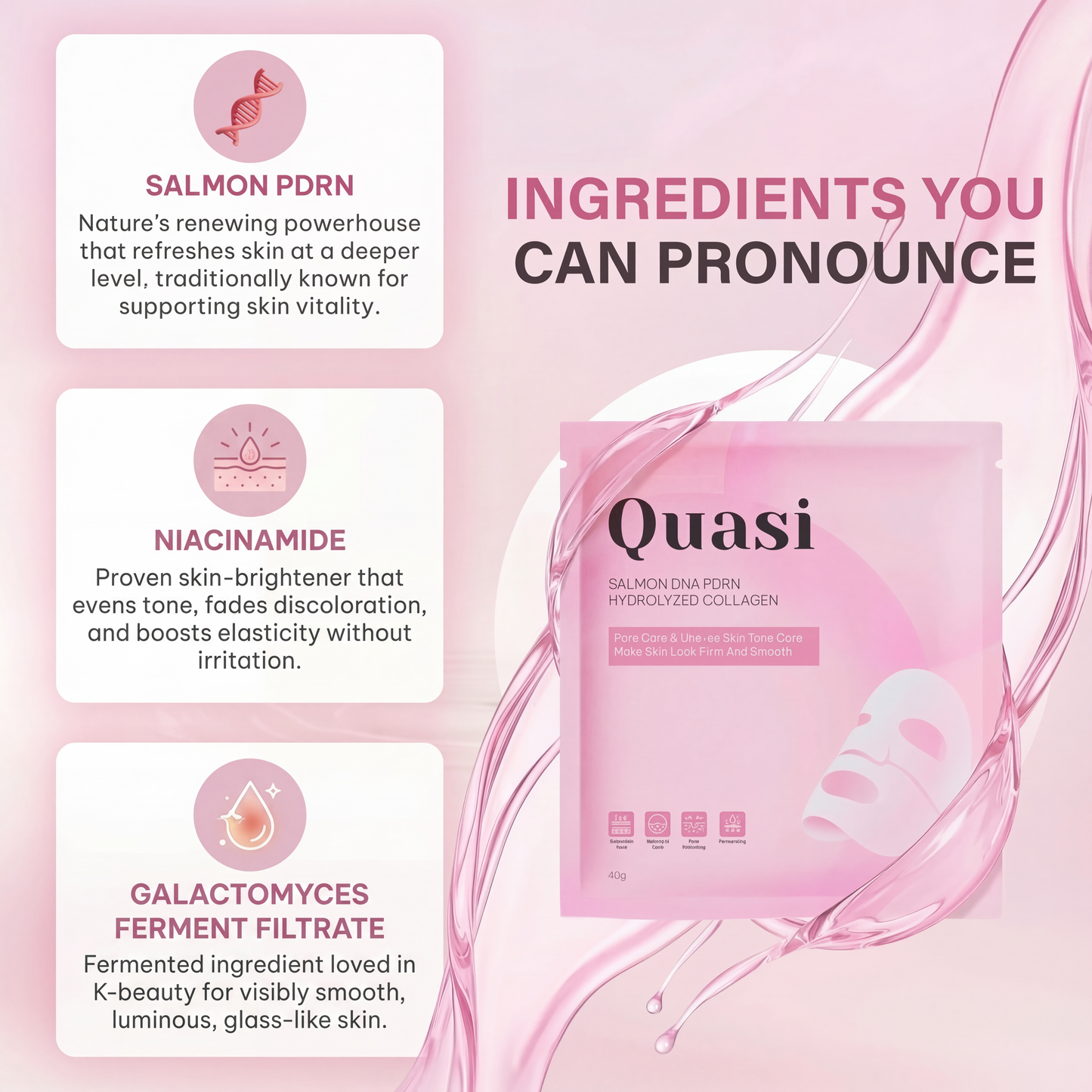 Salmon PDRN Collagen Mask – Korean Skin care Gel Face Mask for Hydration, Firming & Smoothing Skincare, Collagen Boost & Pore Care
